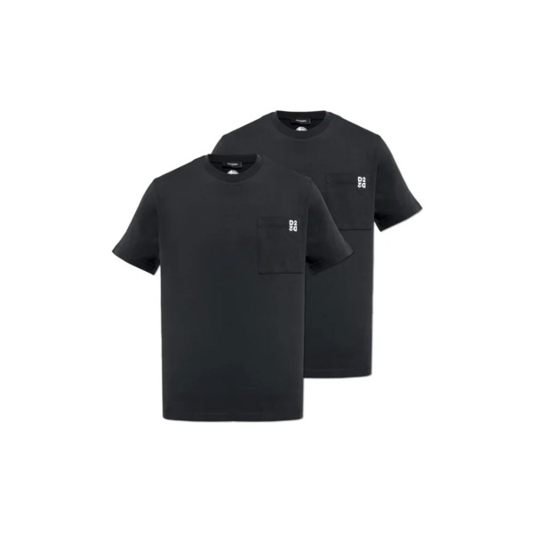 Dsquared2 Rubber Logo Ανδρικό Κοντομάνικο T-Shirt Μαύρο